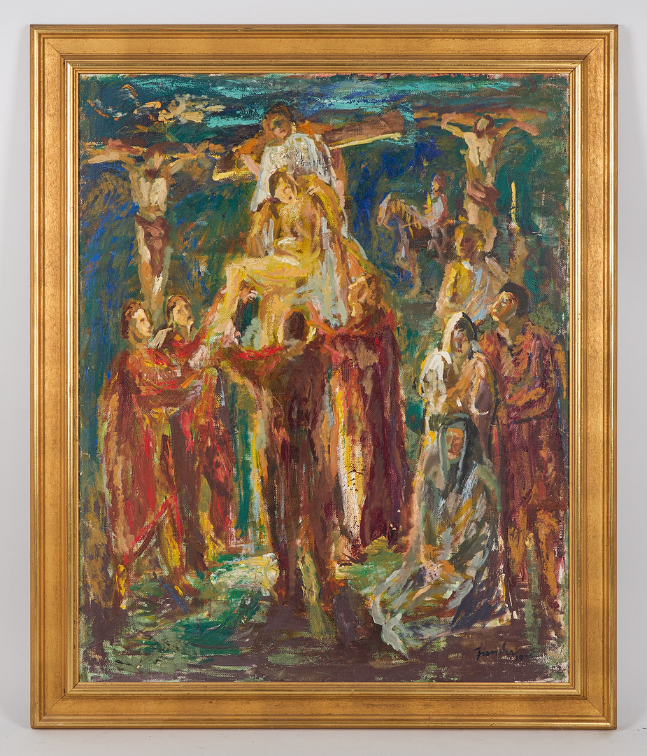 HELGE FRENDER (1906-1976). Korsnedtagningen, signerad samt daterad 1935, olja på pannå.
