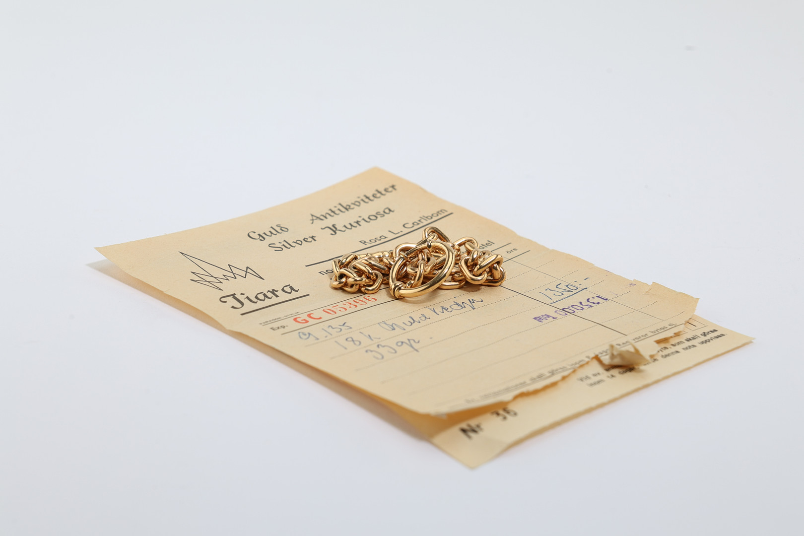 KLOCKKEDJA, 18K guld, Stockholm, 1910-/20-tal.