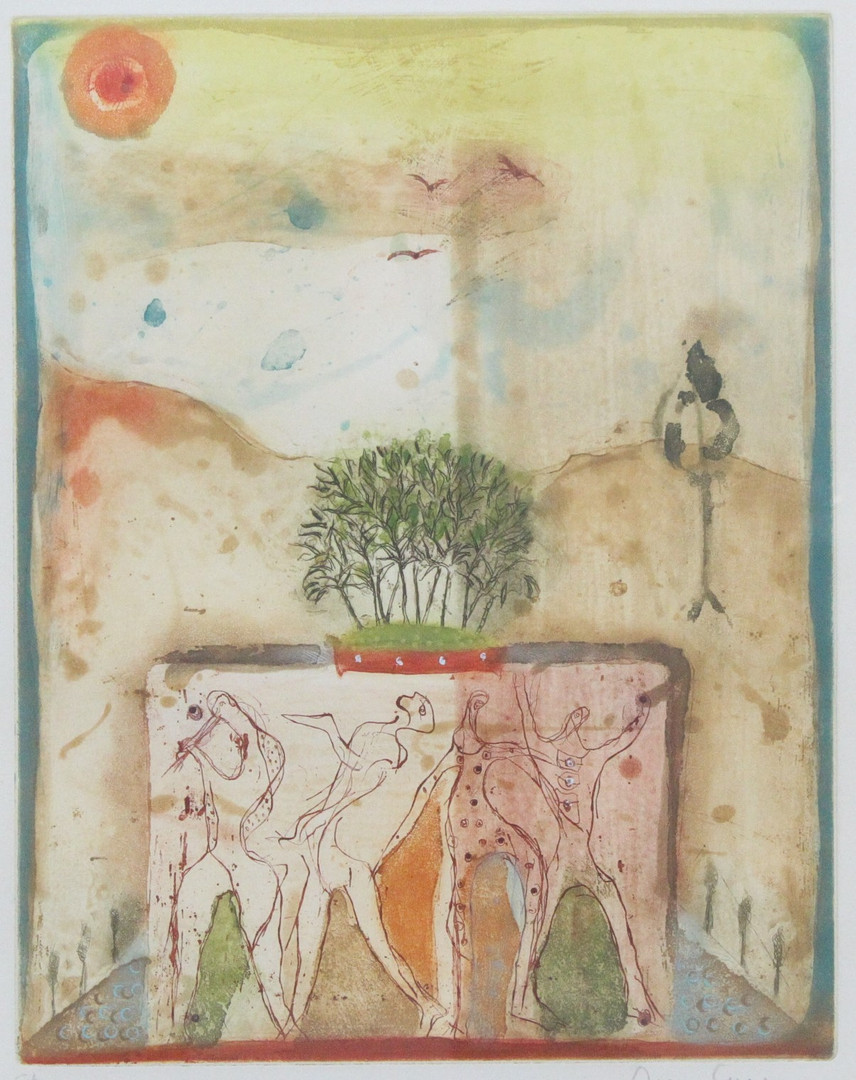 RENÉ CARCAN (1925-1993). Farbradierung, '' Ohne Titel '' , signiert.