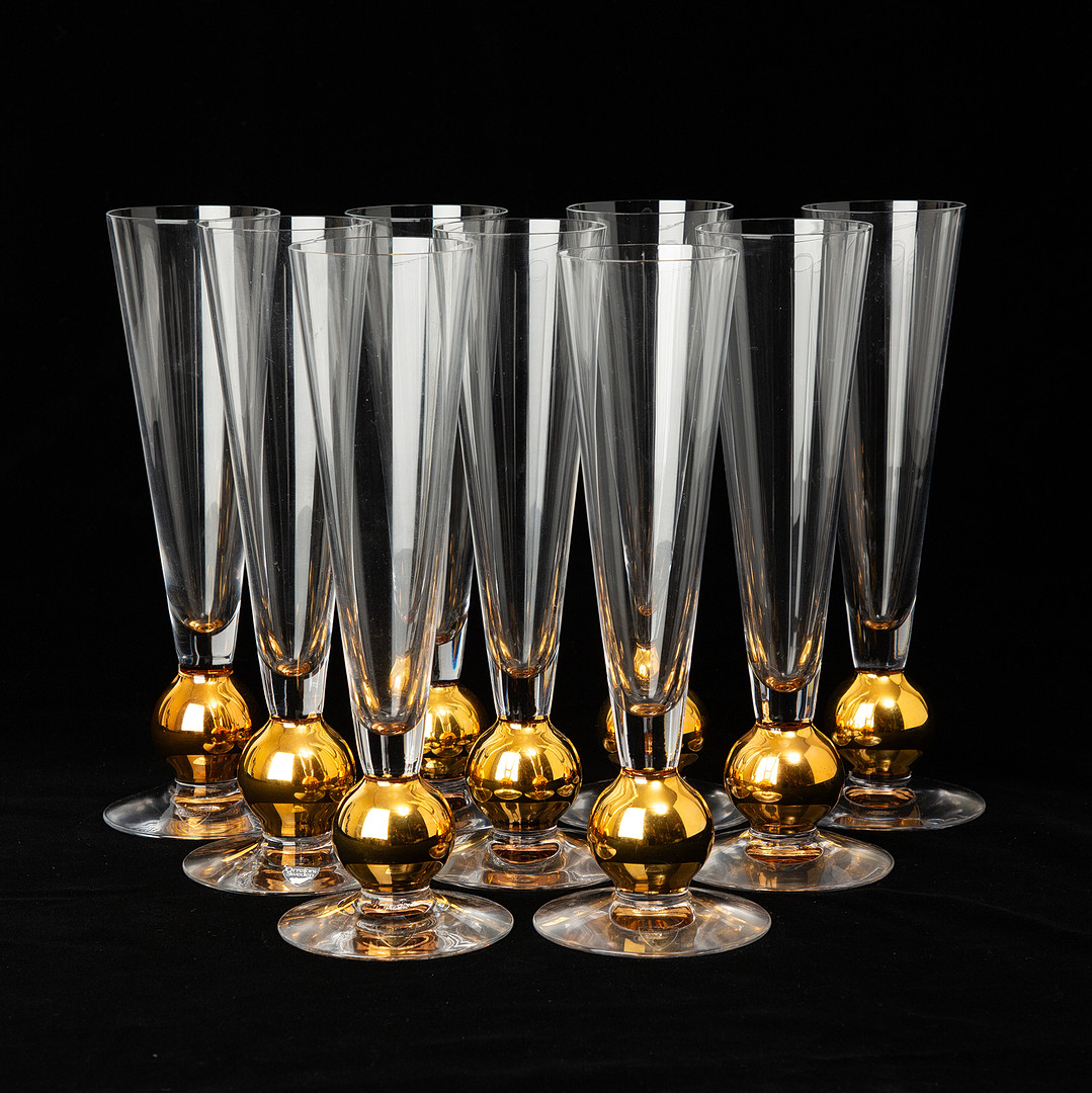 GUNNAR CYRÉN. Champagneglas, 9 st,