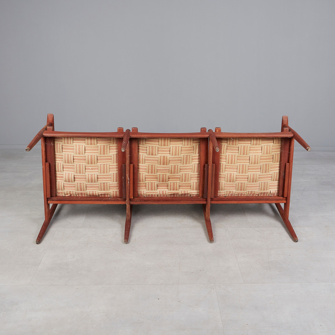 ARNE VODDER. Glostrup Møbelfabrik, Sofa / Sitzbank, Teak, Stoff, 1960er Jahre, Dänemark.