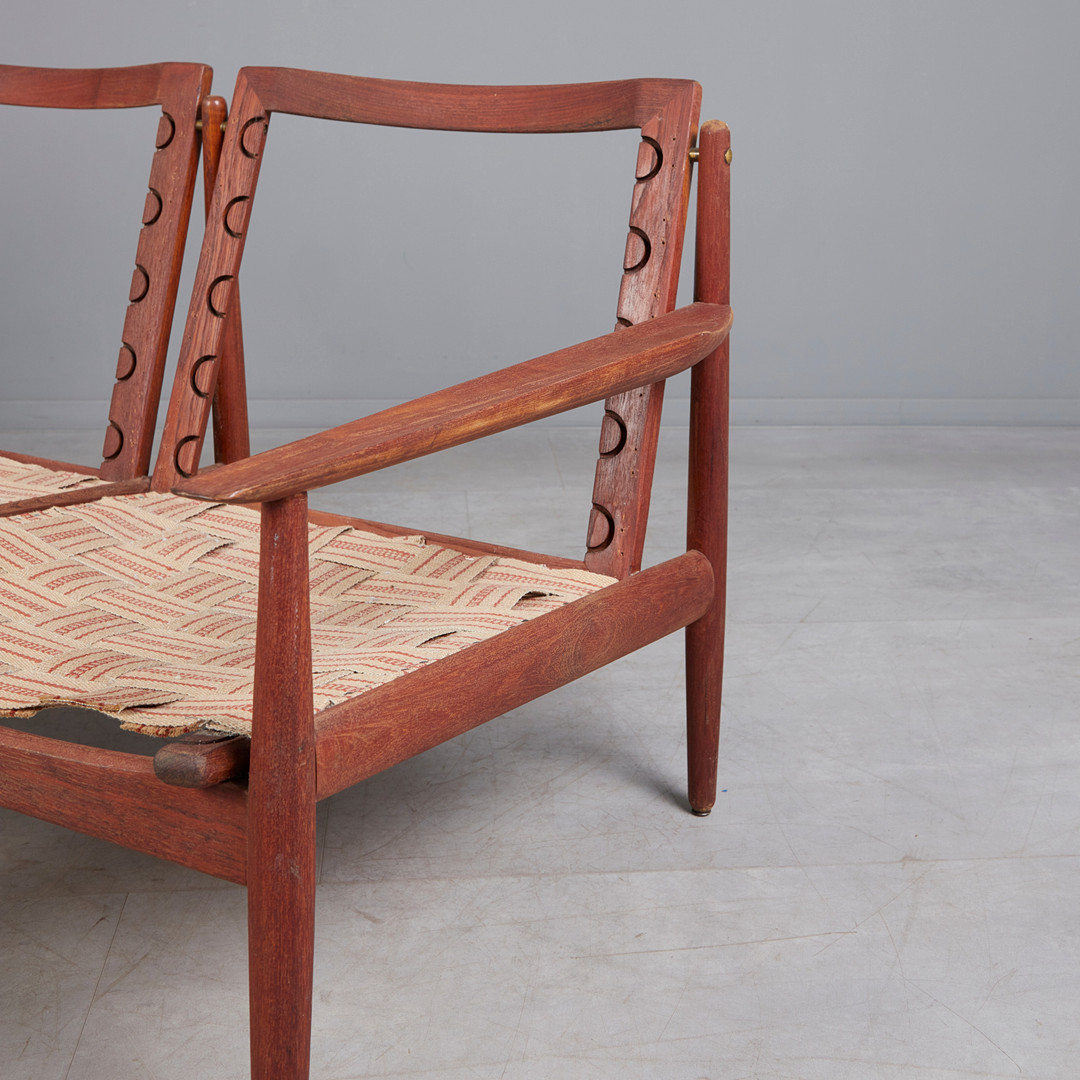 ARNE VODDER. Glostrup Møbelfabrik, Sofa / Sitzbank, Teak, Stoff, 1960er Jahre, Dänemark.