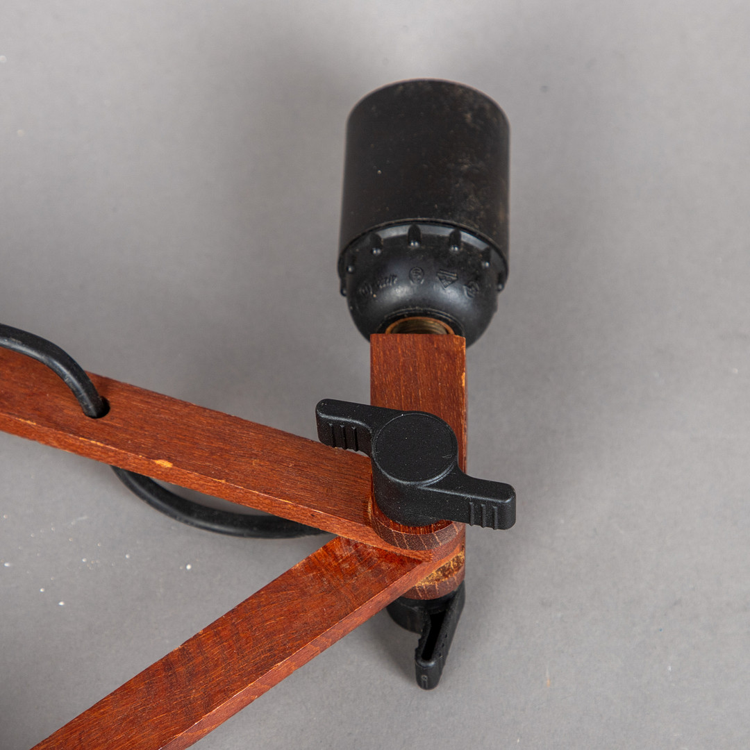 Paar Scherenlampen in Teak, 2. Hälfte 20. Jh.