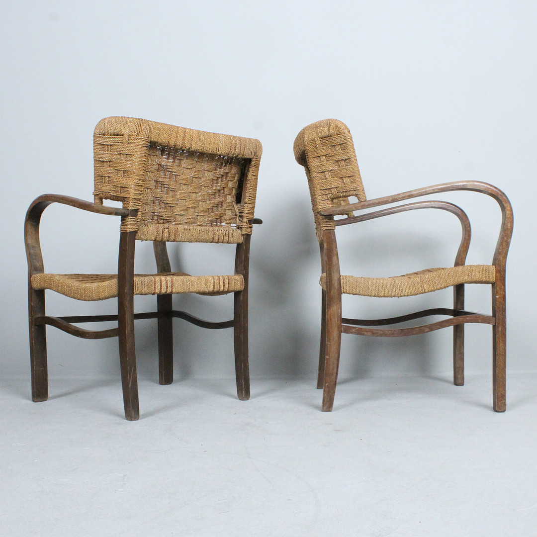 ERICH DIECKMANN. Paar Sessel / Lounge Chairs, Seilgeflecht, 1940er / 1950er Jahre.