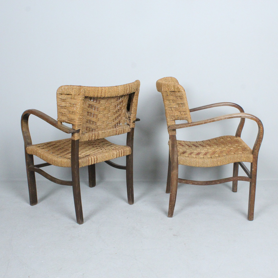 ERICH DIECKMANN. Paar Sessel / Lounge Chairs, Seilgeflecht, 1940er / 1950er Jahre.