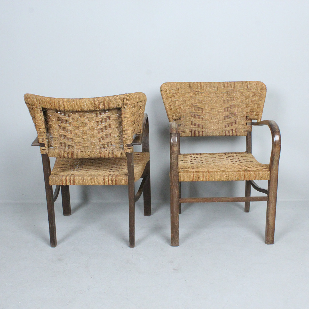 ERICH DIECKMANN. Paar Sessel / Lounge Chairs, Seilgeflecht, 1940er / 1950er Jahre.