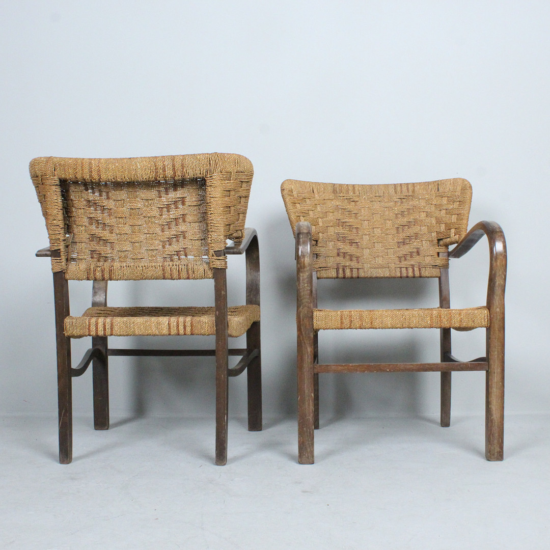 ERICH DIECKMANN. Paar Sessel / Lounge Chairs, Seilgeflecht, 1940er / 1950er Jahre.