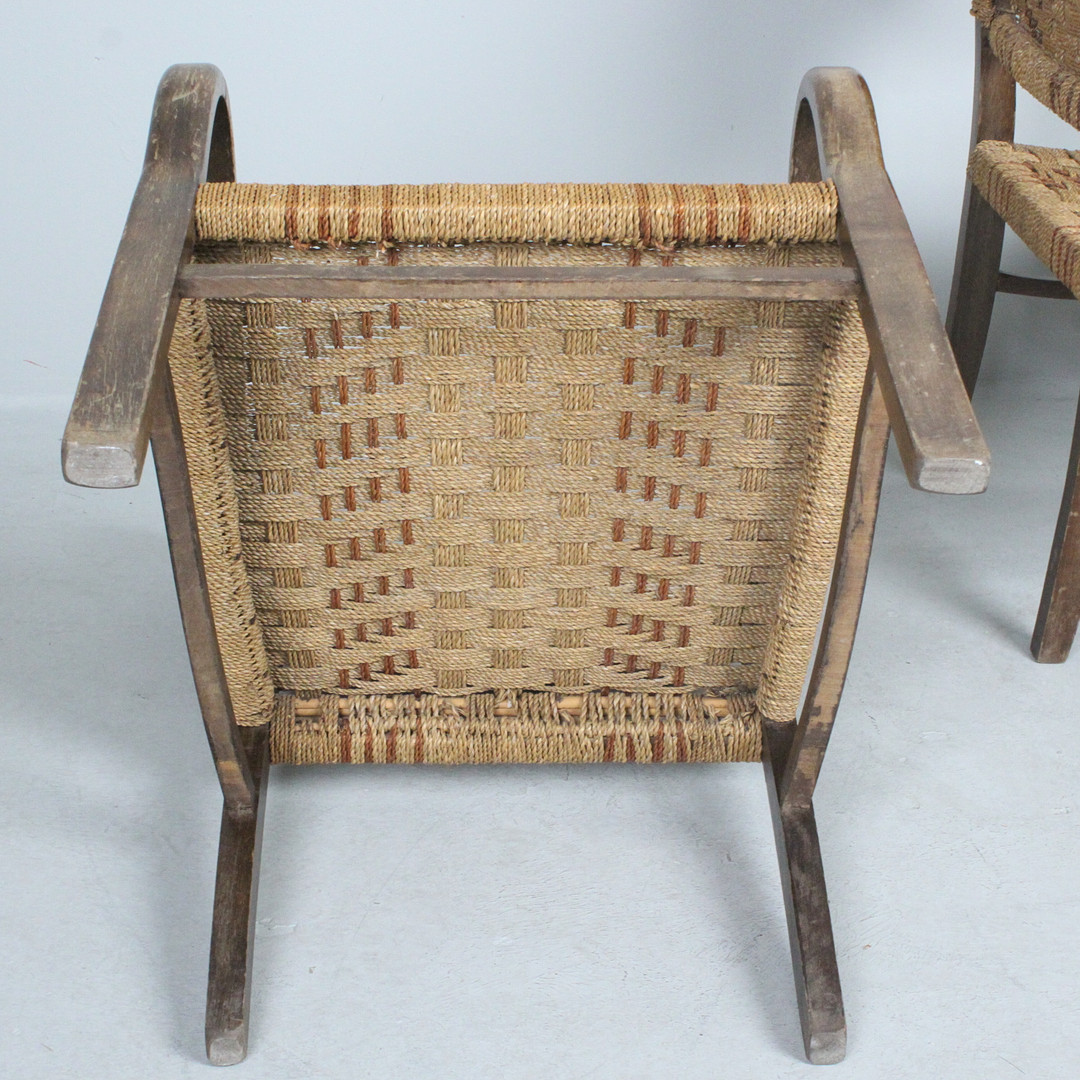ERICH DIECKMANN. Paar Sessel / Lounge Chairs, Seilgeflecht, 1940er / 1950er Jahre.