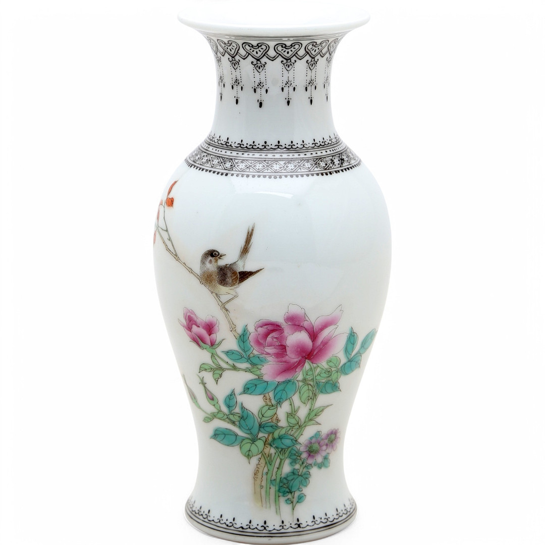 Chinese vase in “rose family” porcelain, second half of the 20th Century.