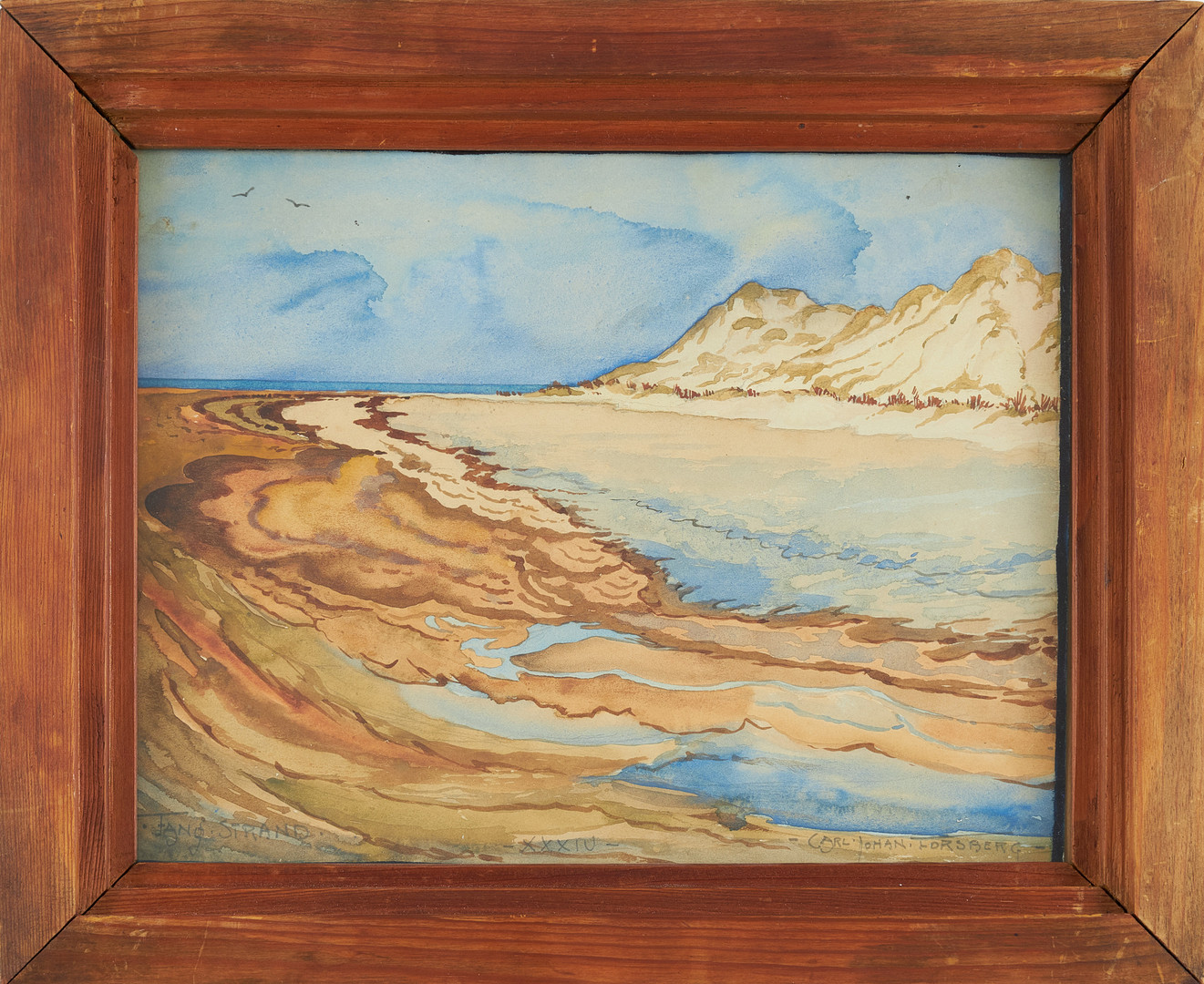 CARL JOHAN FORSBERG. Fanø Strand, akvarell, signerad.