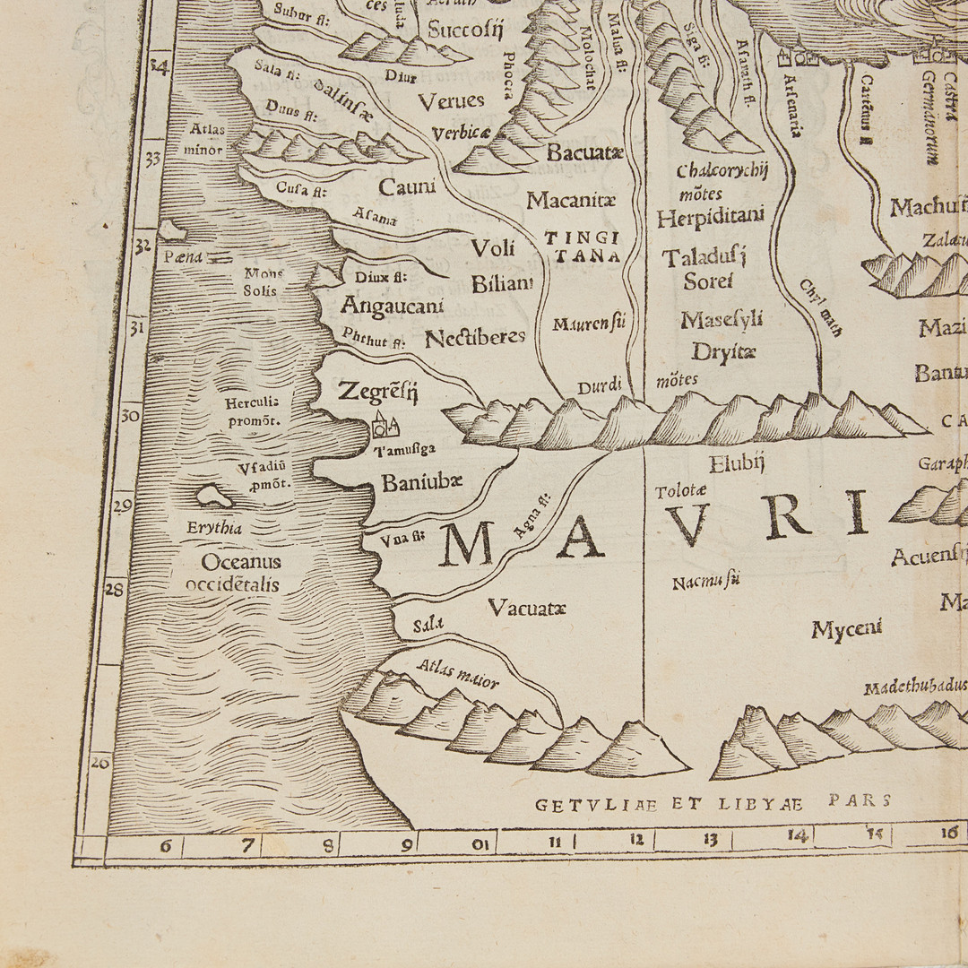 KARTA AV MUNSTER. NORDAFRIKA, SPANIEN GIBRALTAR, CA 1540.