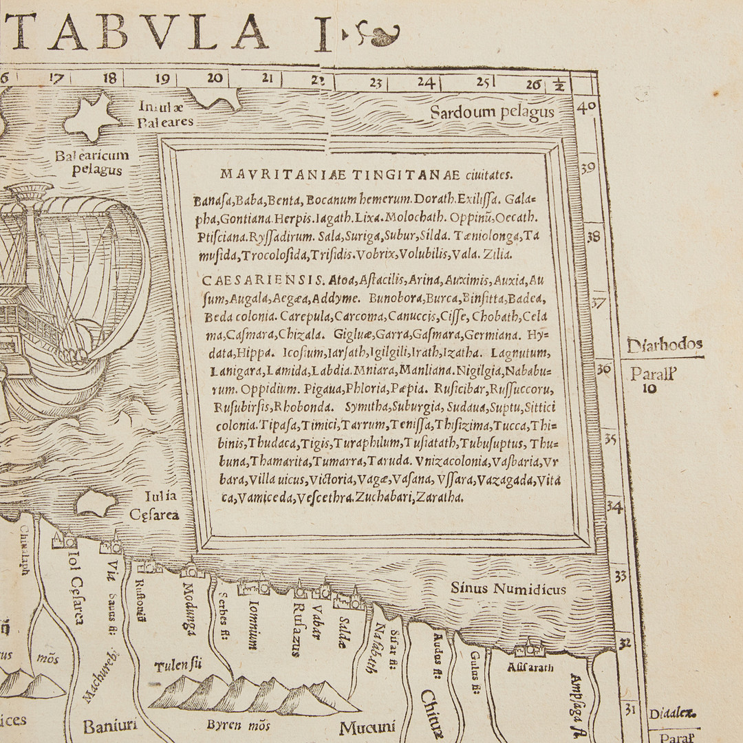 KARTA AV MUNSTER. NORDAFRIKA, SPANIEN GIBRALTAR, CA 1540.