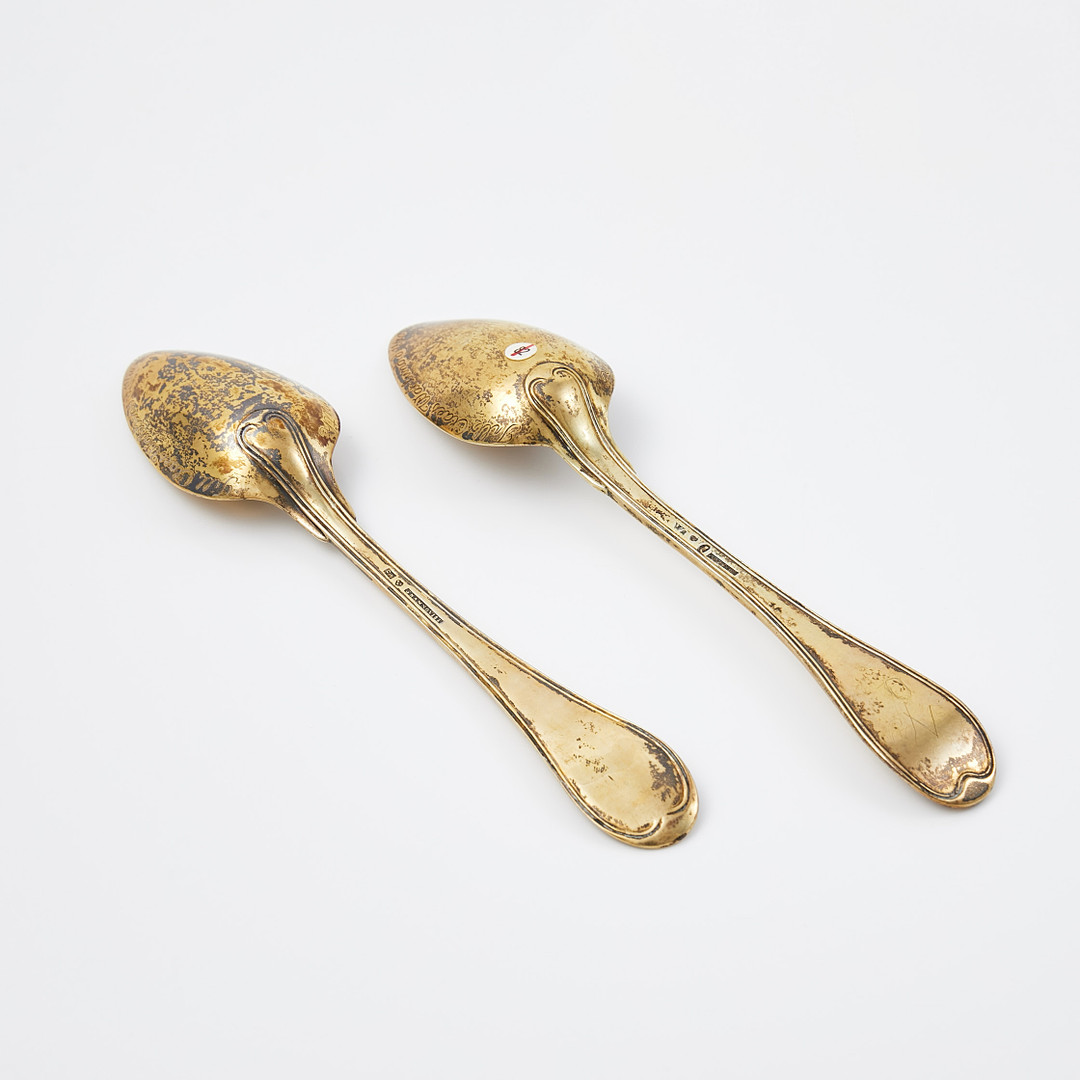 PEHR & ADOLF ZETHELIUS, skedar, 1 par, förgyllt 154 cmsilver, Stockholm 1803 & 1812.