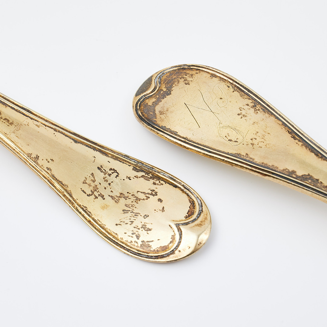 PEHR & ADOLF ZETHELIUS, skedar, 1 par, förgyllt 154 cmsilver, Stockholm 1803 & 1812.