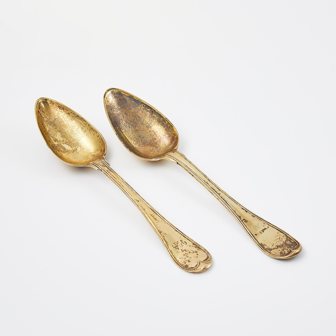 PEHR & ADOLF ZETHELIUS, skedar, 1 par, förgyllt 154 cmsilver, Stockholm 1803 & 1812.