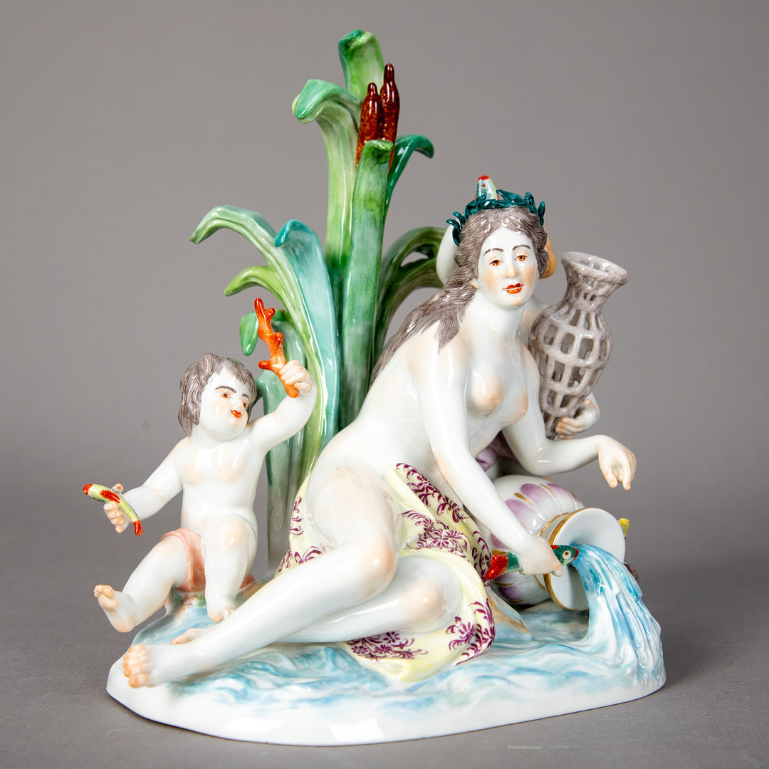 JOHANN JOACHIM KAENDLER (1706-1775). Figurengruppe aus der allegorischen Serie ´Vier Elemente`, Meissen, nach 1950 (4).