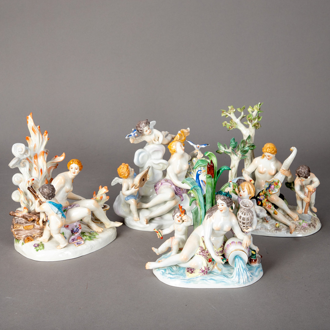 JOHANN JOACHIM KAENDLER (1706-1775). Figurengruppe aus der allegorischen Serie ´Vier Elemente`, Meissen, nach 1950 (4).