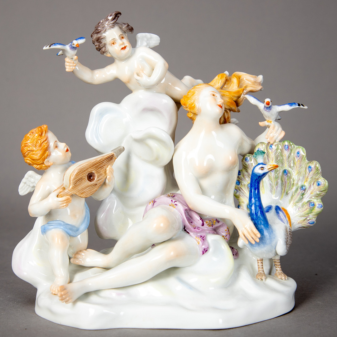 JOHANN JOACHIM KAENDLER (1706-1775). Figurengruppe aus der allegorischen Serie ´Vier Elemente`, Meissen, nach 1950 (4).