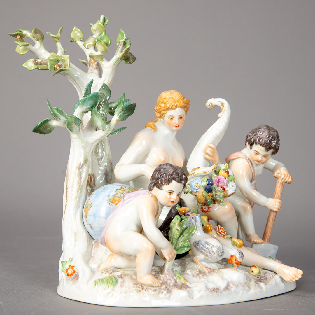 JOHANN JOACHIM KAENDLER (1706-1775). Figurengruppe aus der allegorischen Serie ´Vier Elemente`, Meissen, nach 1950 (4).