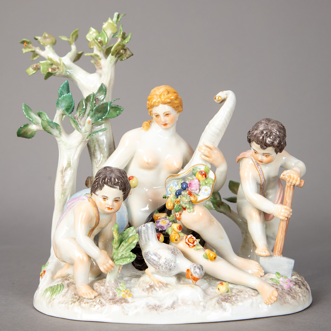 JOHANN JOACHIM KAENDLER (1706-1775). Figurengruppe aus der allegorischen Serie ´Vier Elemente`, Meissen, nach 1950 (4).
