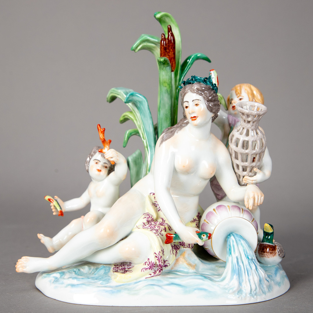 JOHANN JOACHIM KAENDLER (1706-1775). Figurengruppe aus der allegorischen Serie ´Vier Elemente`, Meissen, nach 1950 (4).