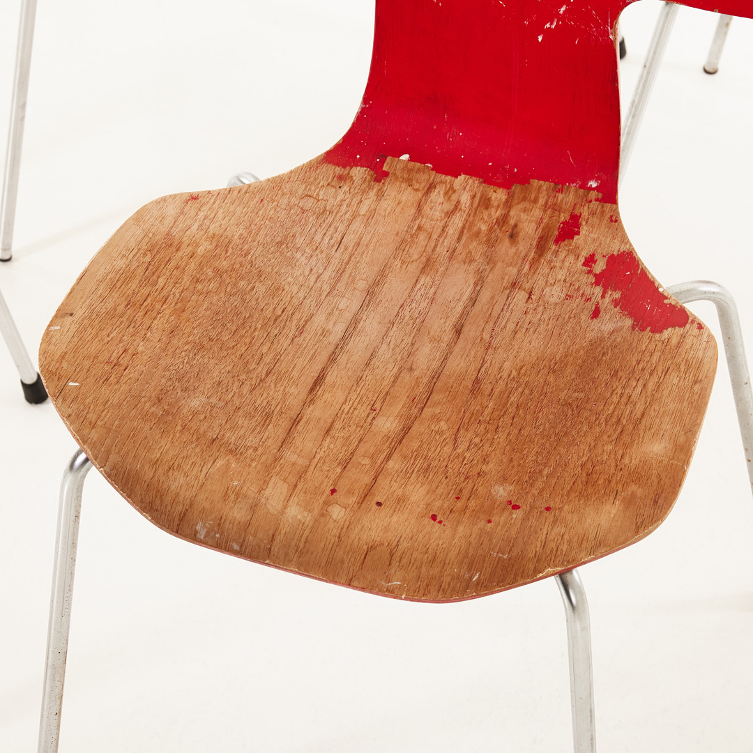 ARNE JACOBSEN. Stolar, 6 st, Fritz Hansen, modell 3103 Hammer Chair.