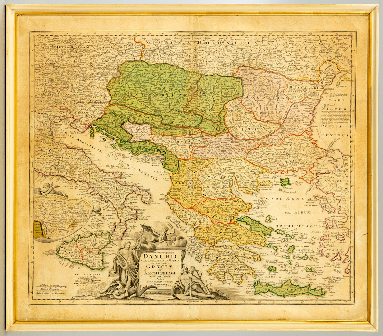 JOHANN BAPTISTA HOMANN (1664-1724). Karte des Verlaufs der Donau: Fluviorum in Europa principis Danubii cum adiacentibus Regnis.