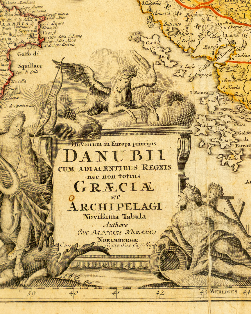JOHANN BAPTISTA HOMANN (1664-1724). Karte des Verlaufs der Donau: Fluviorum in Europa principis Danubii cum adiacentibus Regnis.