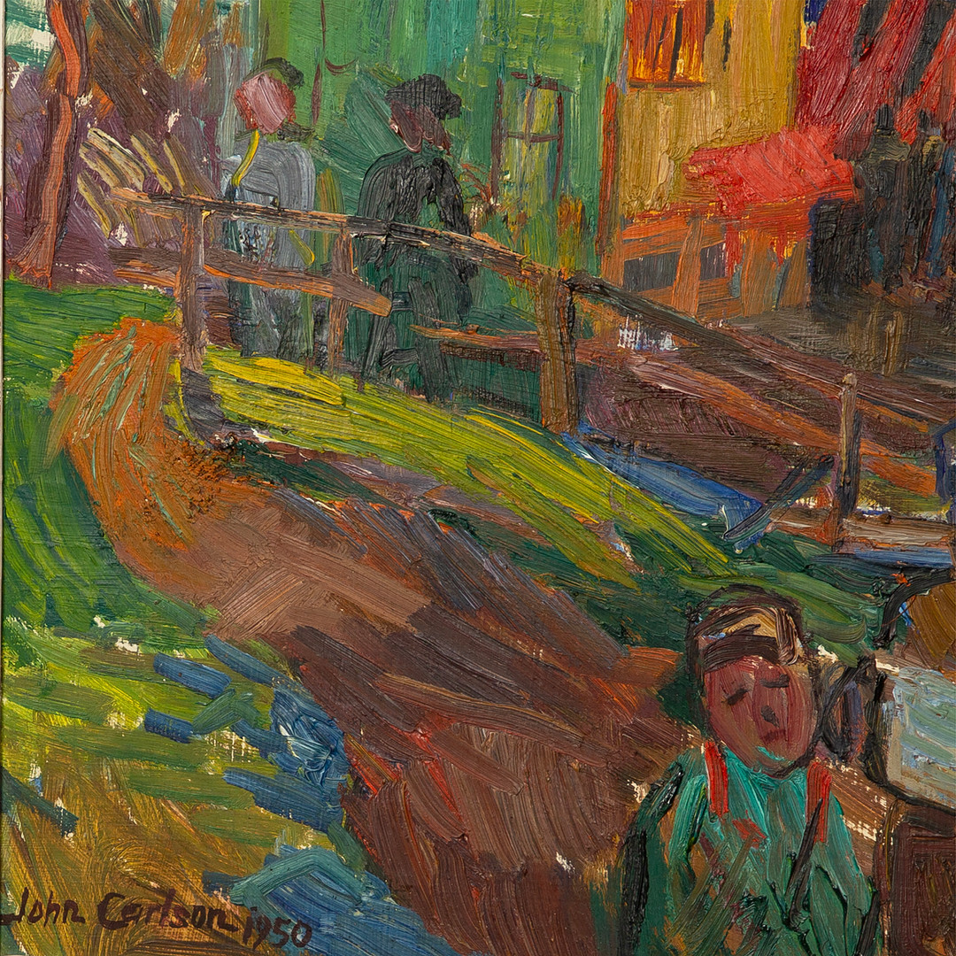 JOHN CARLSSON. Olja på pannå, signerad och daterad 1950.