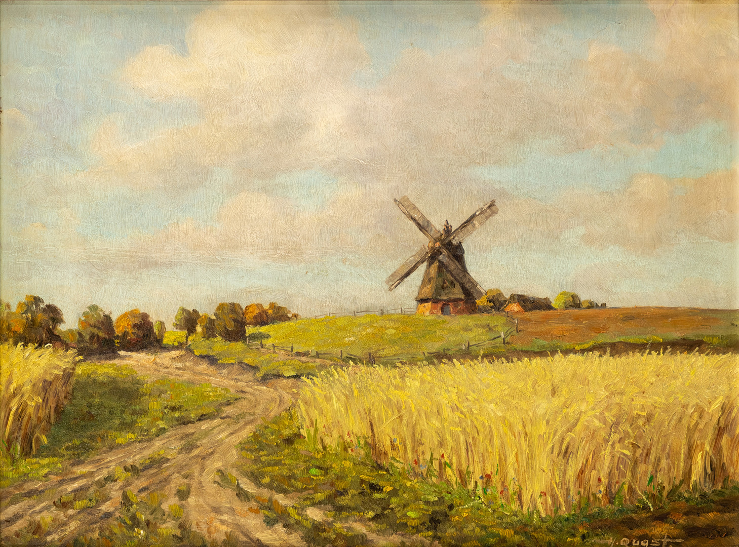 HANS QUAST (1894-?). Norddeutsche Sommerlandschaft mit Mühle.