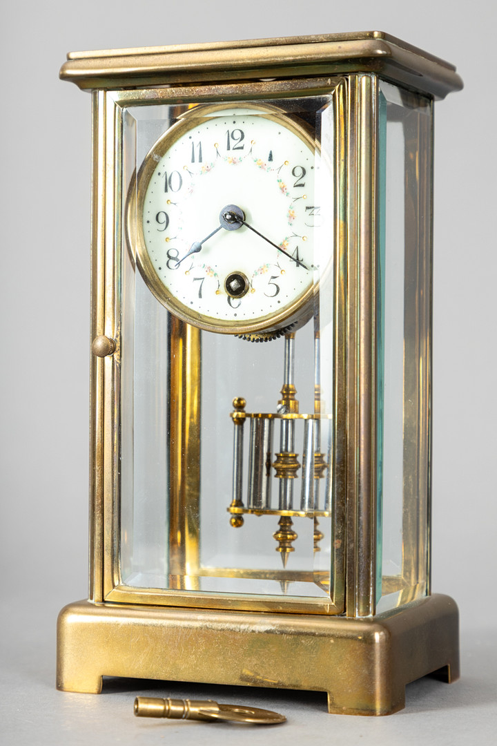 Reiseuhr mit Quecksilber Pendel, Frankreich, um 1900.