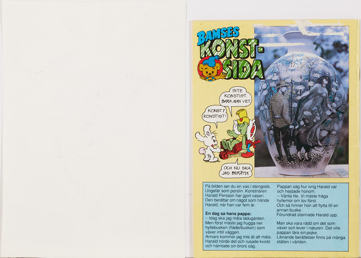 RUNE ANDRÉASSON. Bamse, original till omslag, nummer 5 från 1992, signerad Rune A, tusch på papper.