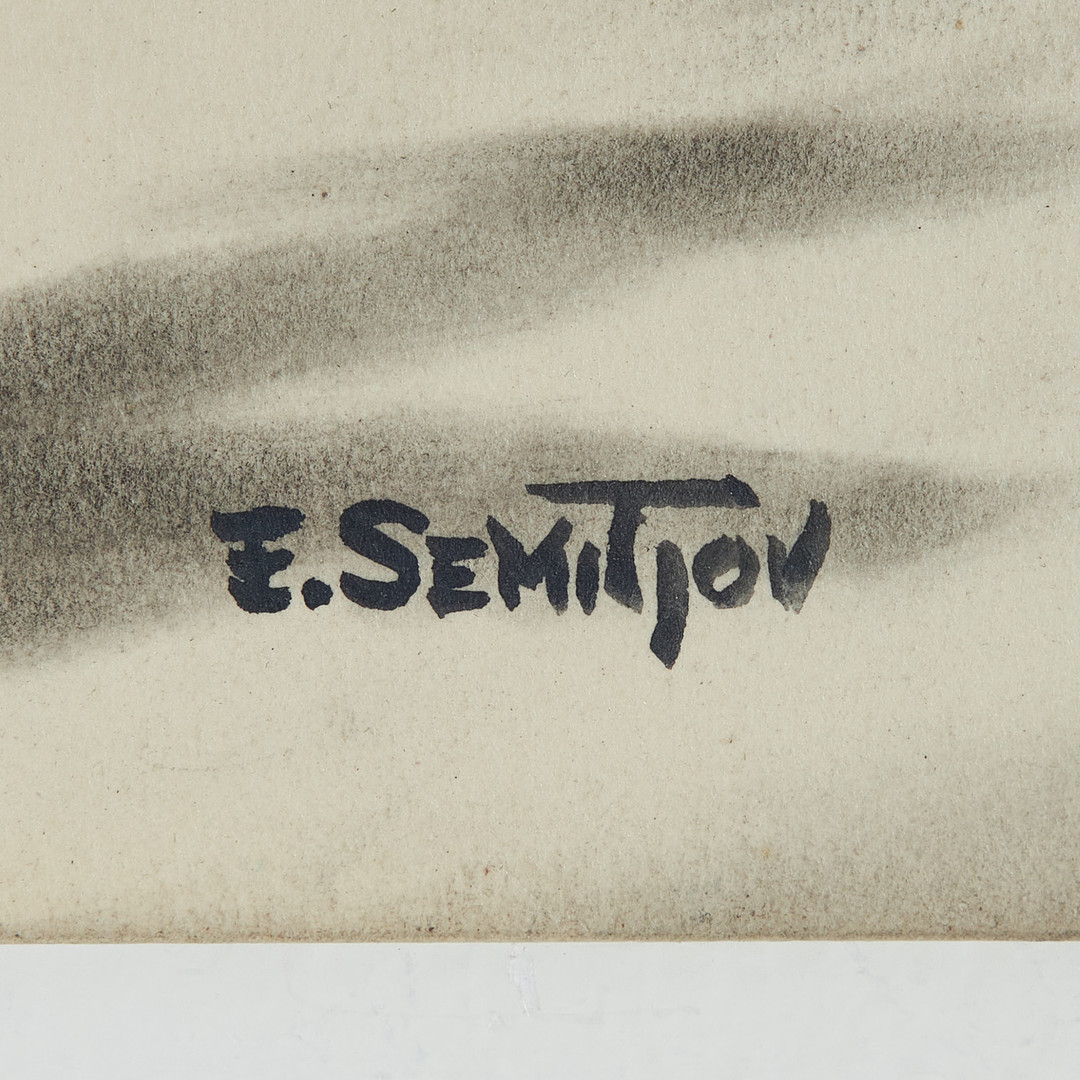 EUGEN SEMITJOV (1923-1987). Flygexpedition, blandteknik på pannå, signerad.
