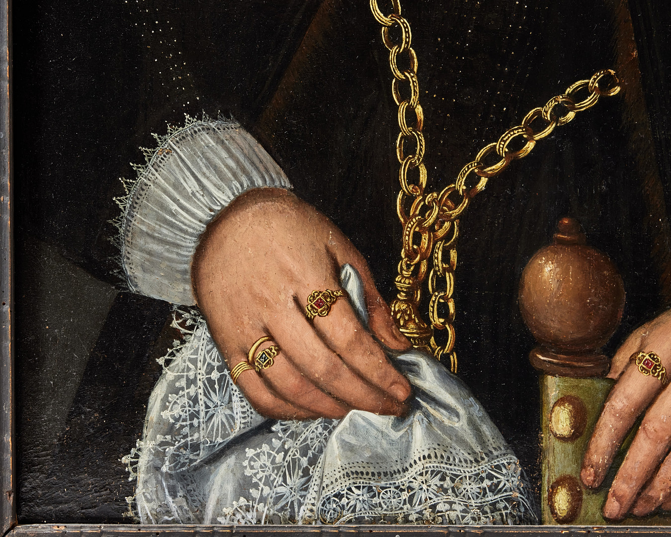 FRISISK SKOLA. Damporträtt daterat 1595.