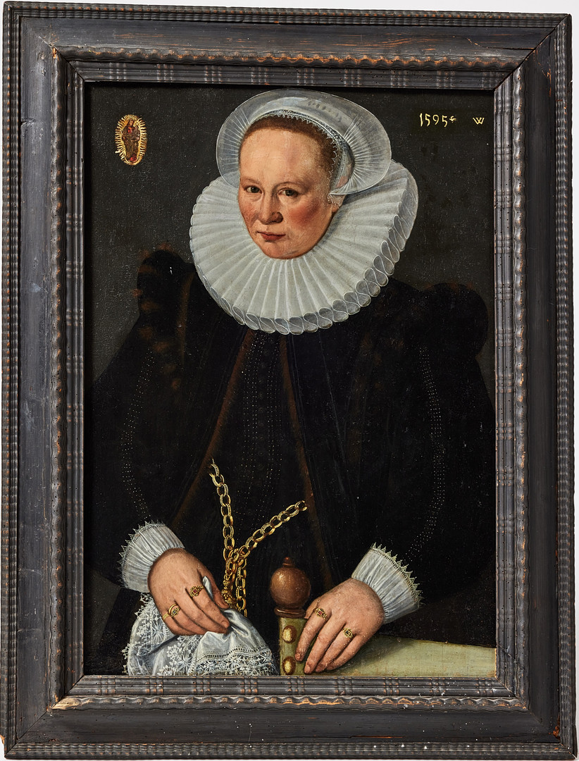 FRISISK SKOLA. Damporträtt daterat 1595.