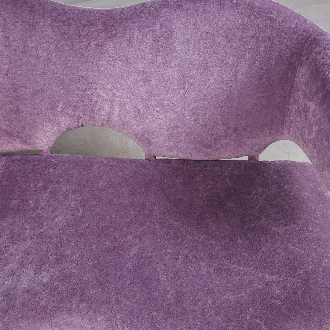 OLIVIER MOURGUE. Airborne International, Zweisitzer Sofa, Modell 'Djinn Sofa', Stahl, Stoff, Entwurf 1964, Frankreich.