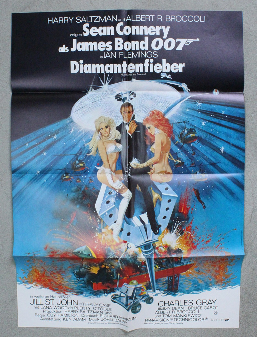 'James Bond 007 - Feuerball' und 'James Bond 007 - Diamantenfieber', deutsche Filmplakate.