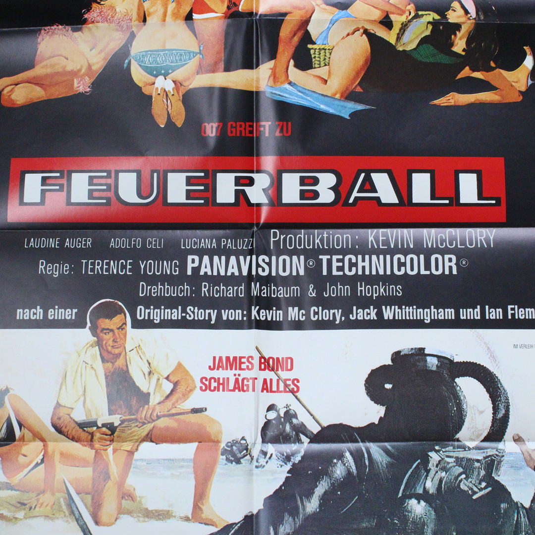 'James Bond 007 - Feuerball' und 'James Bond 007 - Diamantenfieber', deutsche Filmplakate.