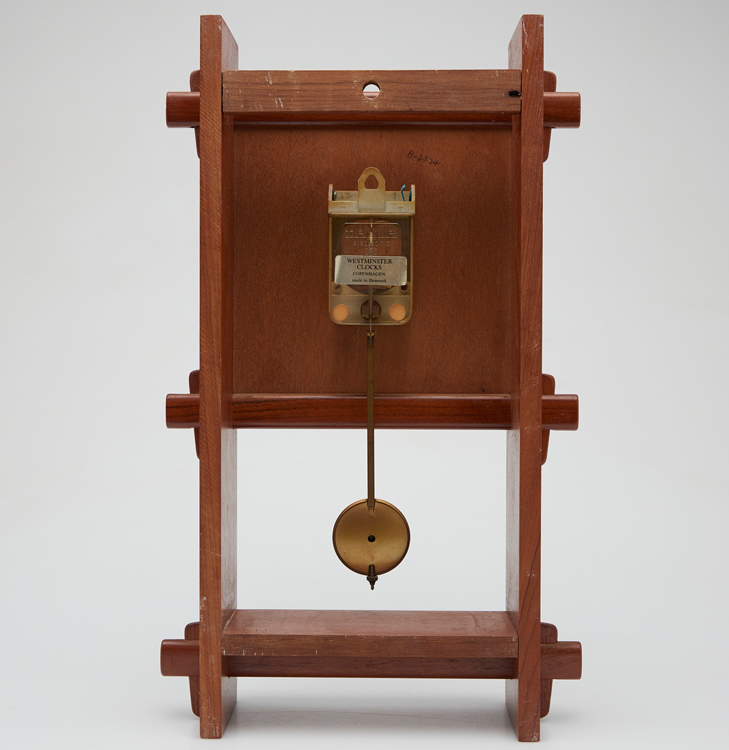 Westminster Clocks, Wanduhr / Pendeluhr, Quarzwerk, Teak, Messing, 1960er Jahre, Dänemark.