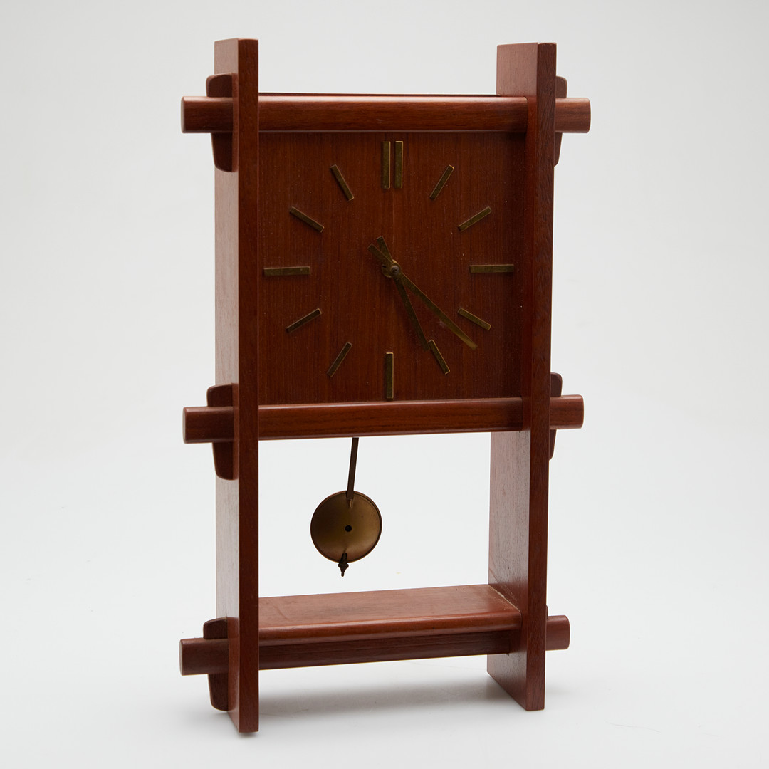 Westminster Clocks, Wanduhr / Pendeluhr, Quarzwerk, Teak, Messing, 1960er Jahre, Dänemark.