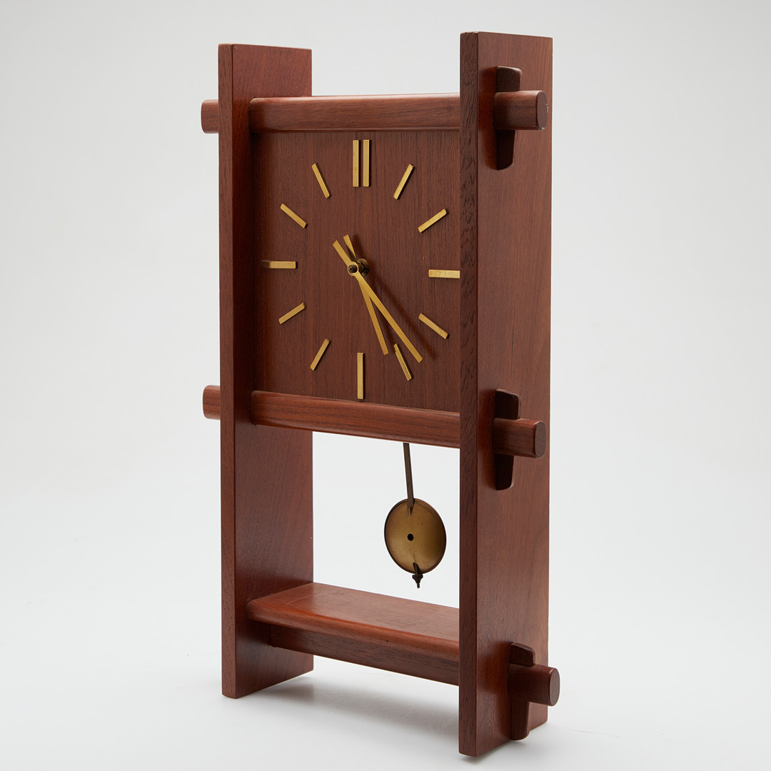 Westminster Clocks, Wanduhr / Pendeluhr, Quarzwerk, Teak, Messing, 1960er Jahre, Dänemark.