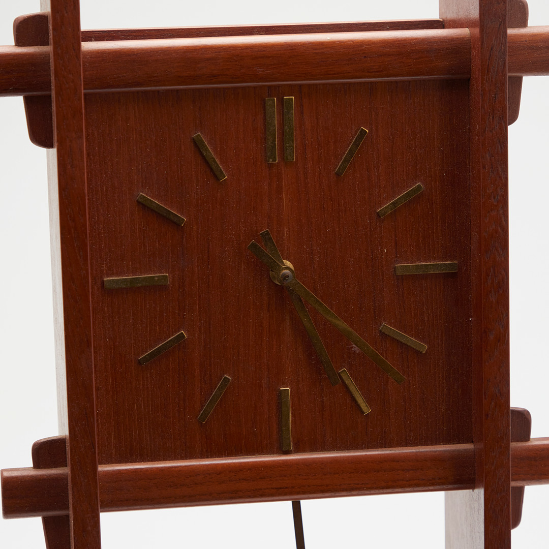 Westminster Clocks, Wanduhr / Pendeluhr, Quarzwerk, Teak, Messing, 1960er Jahre, Dänemark.