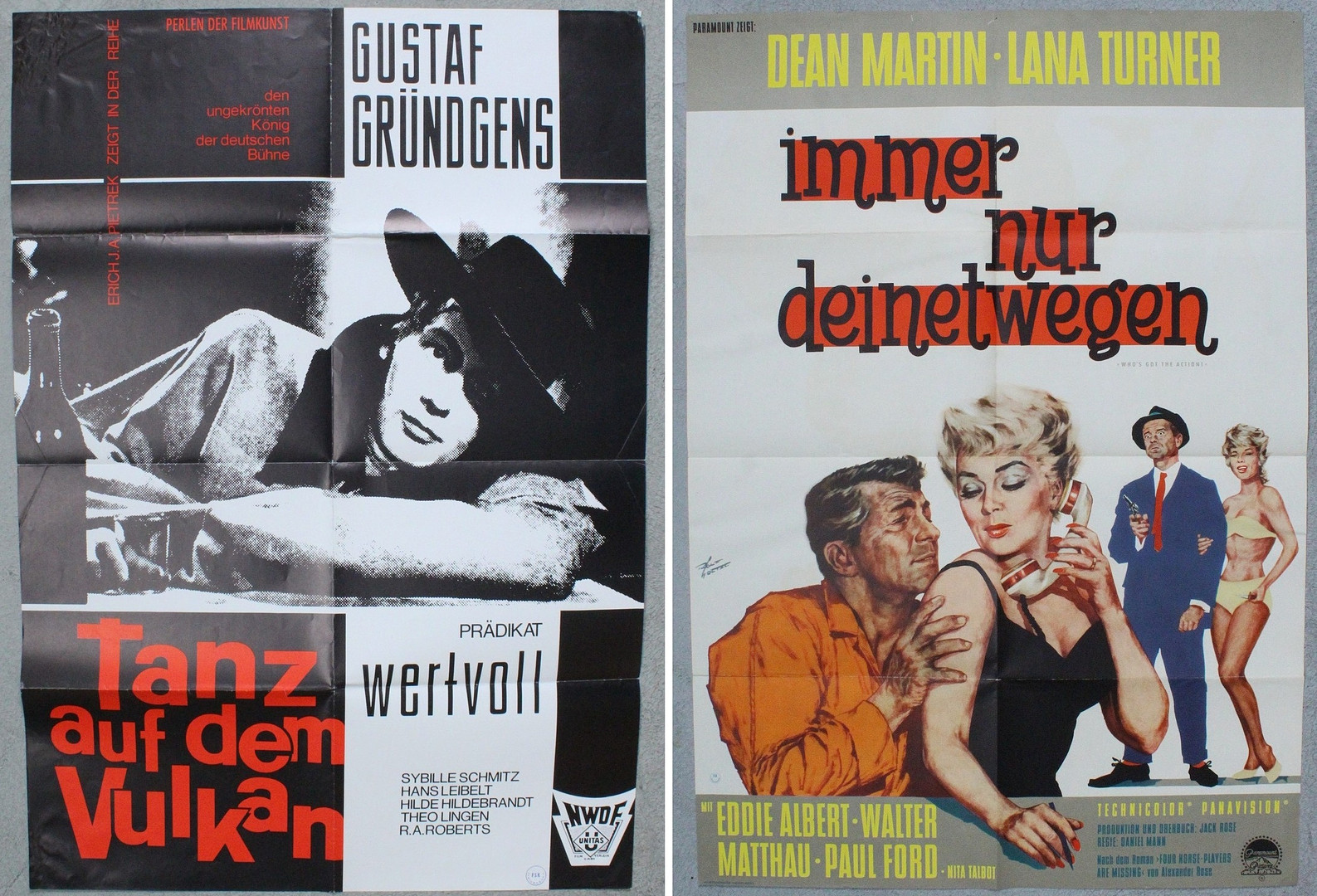 'Tanz auf Dem Vulkan', Deutschland, 1938 und 'Immer nur deinetwegen', USA, 1962, deutsche Filmplakate.
