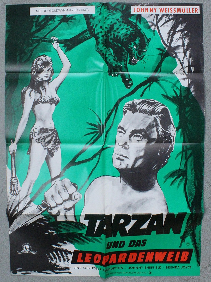 'Tarzan und das Leopardenweib' und 'Tarzan und die Amazonen', Filmplakate der Wiederaufführungen.