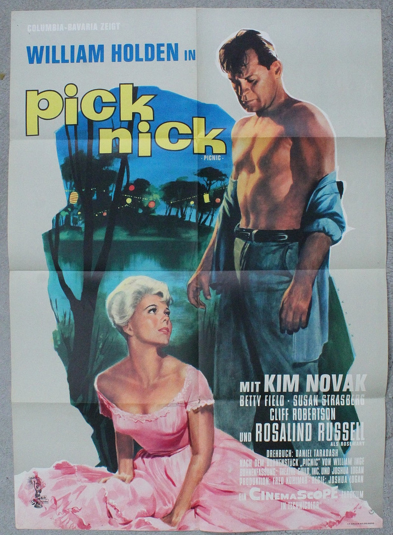 Deutsche Filmplakate - 'Die oberen Zehntausend', 'Picknick', 'Das verflixte 7. Jahr' und 'Dschingis Khan'.