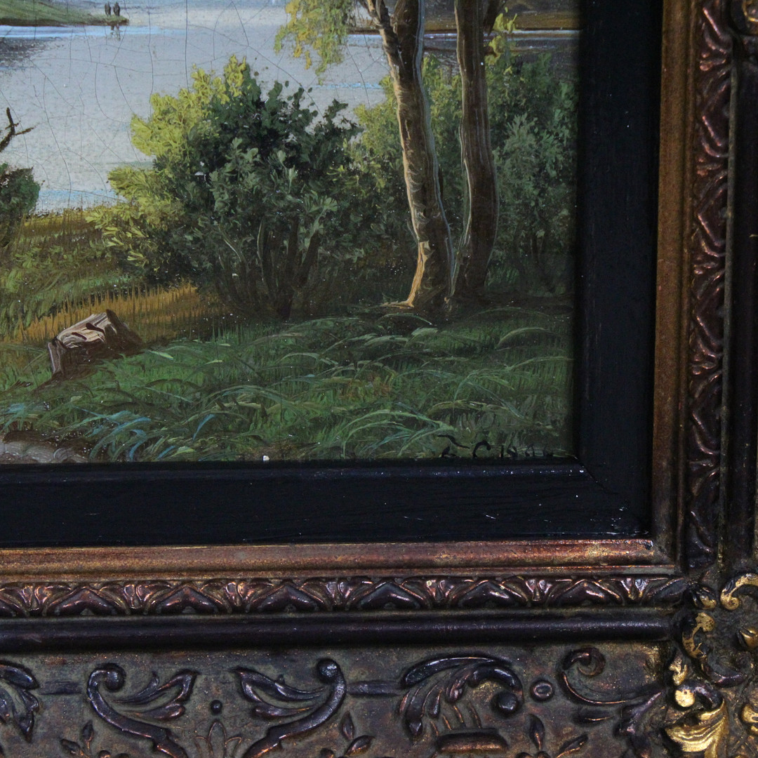 Unbekannter Künstler. 'Lillebælt und Middelfart', 1894, Öl auf Leinwand, monogrammiert.