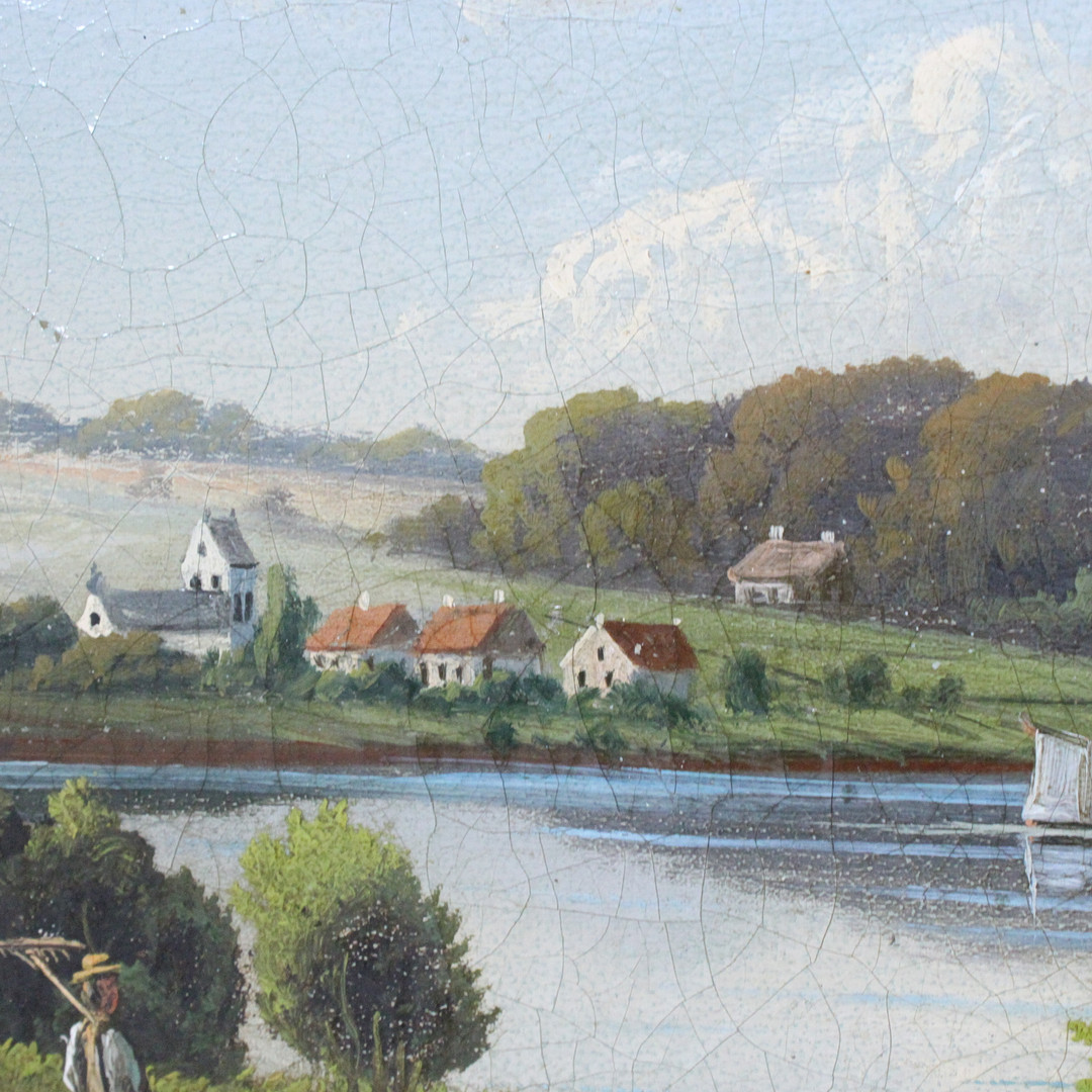 Unbekannter Künstler. 'Lillebælt und Middelfart', 1894, Öl auf Leinwand, monogrammiert.