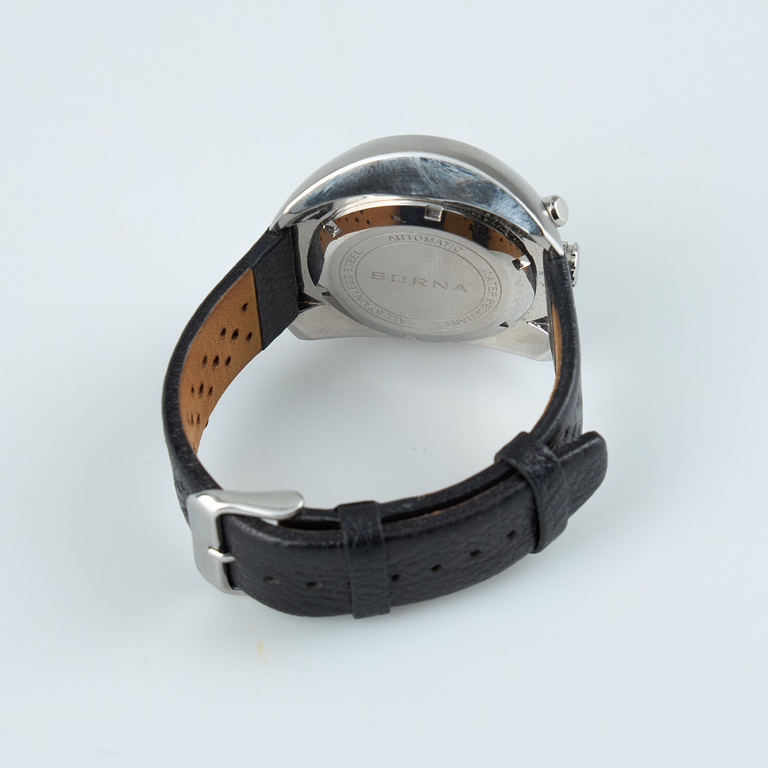 SORNA, Bullhead, 45 x 42 (45) mm, stål, automatisk, safirglas, 1970-tal.