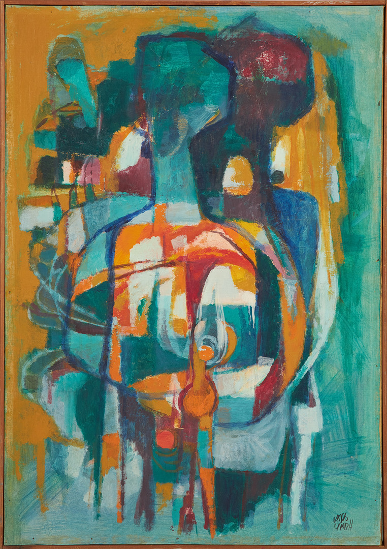 LARS LINDH (1918-2002). olja på duk uppfodrad på pannå, figurkomposition, signerad.