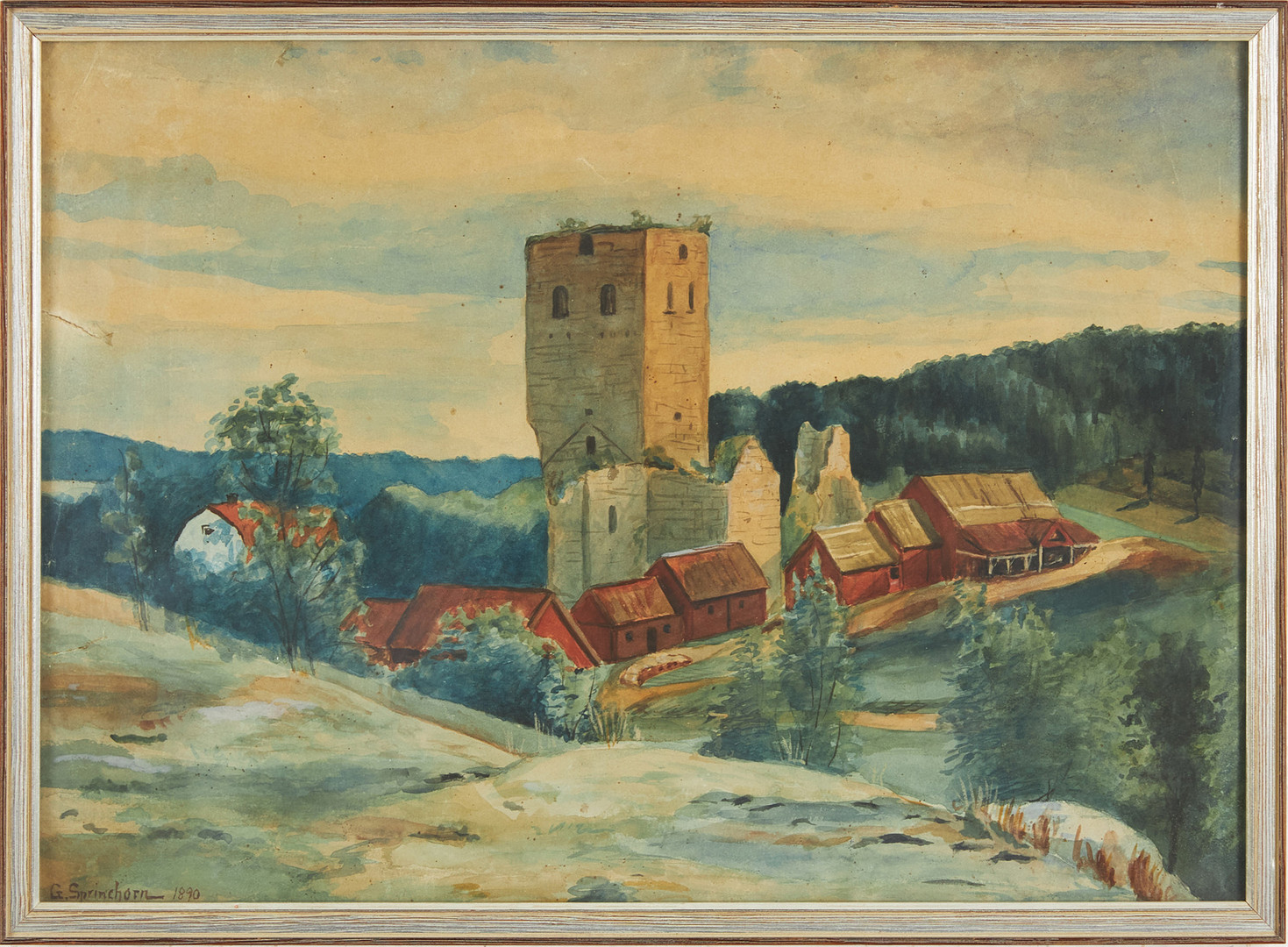 GERDA SPRINCHORN (1871–1951). Ruinlandskap, akvarell, signerad och daterad 1890.